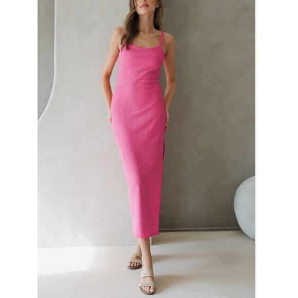 Tyche Pink Heavy Ribbed Knit Doubled Cami Dress - Picture 1 of 11